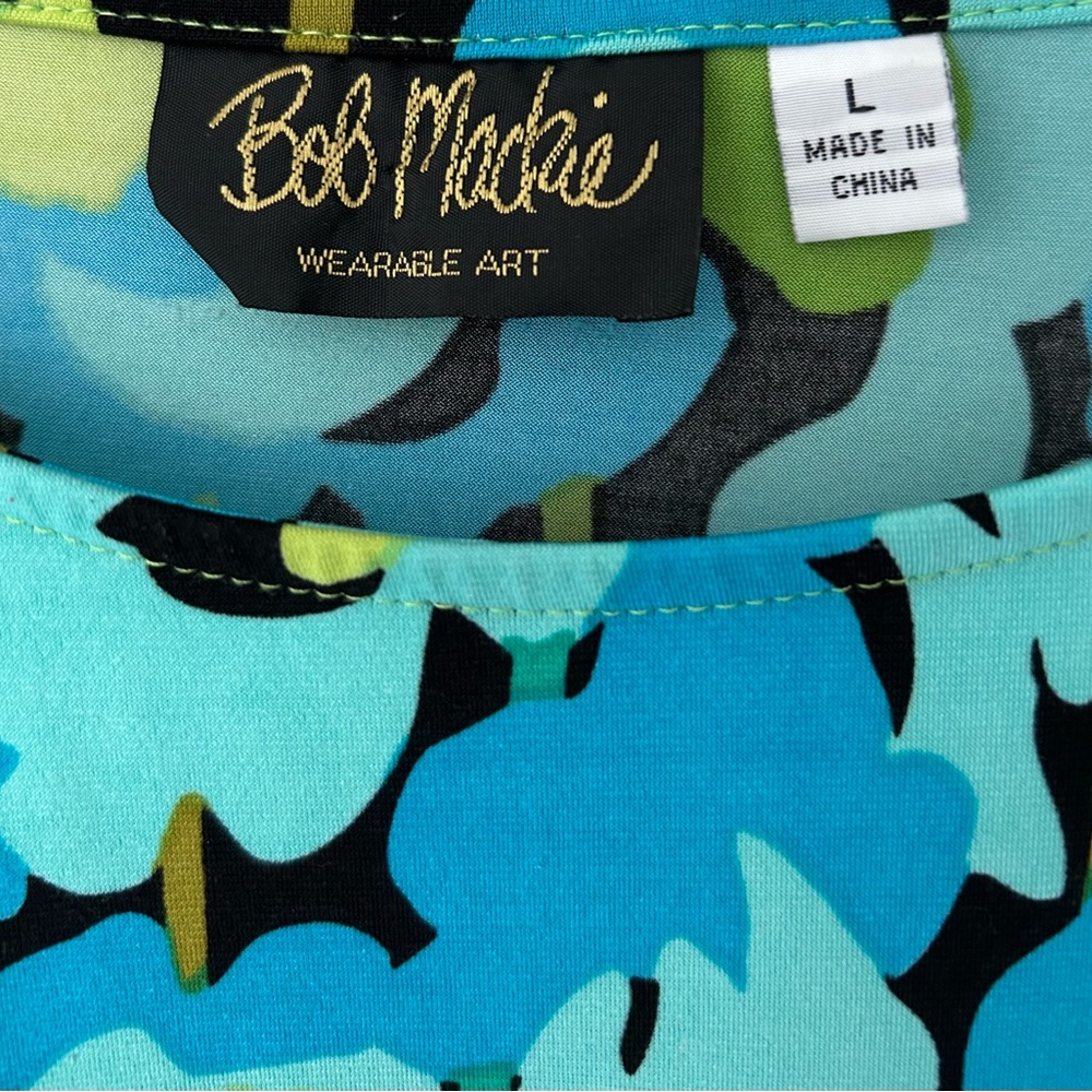 Bob Mackie Wearable Art Abstract Floral Print Top - Picture 2 of 4